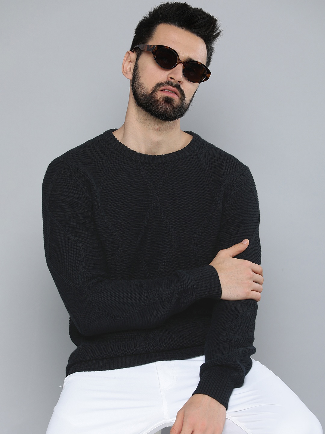 

Levis Men Black Self Design Sweatshirt