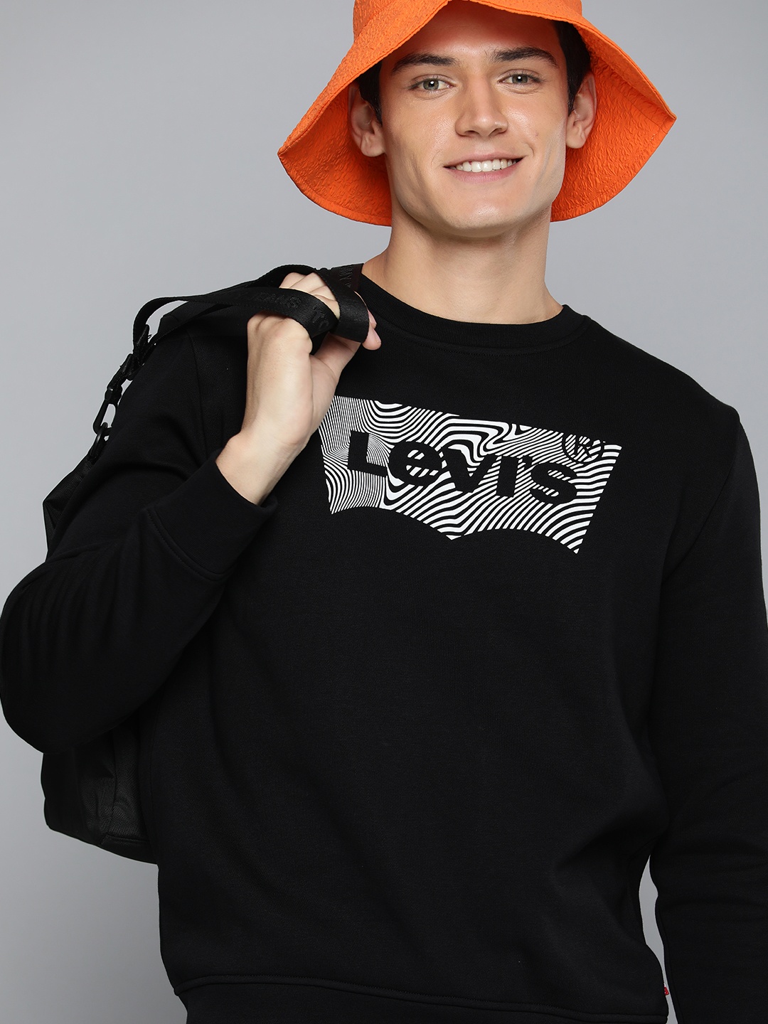 

Levis Men Black Brand Logo Printed Pullover Sweatshirt