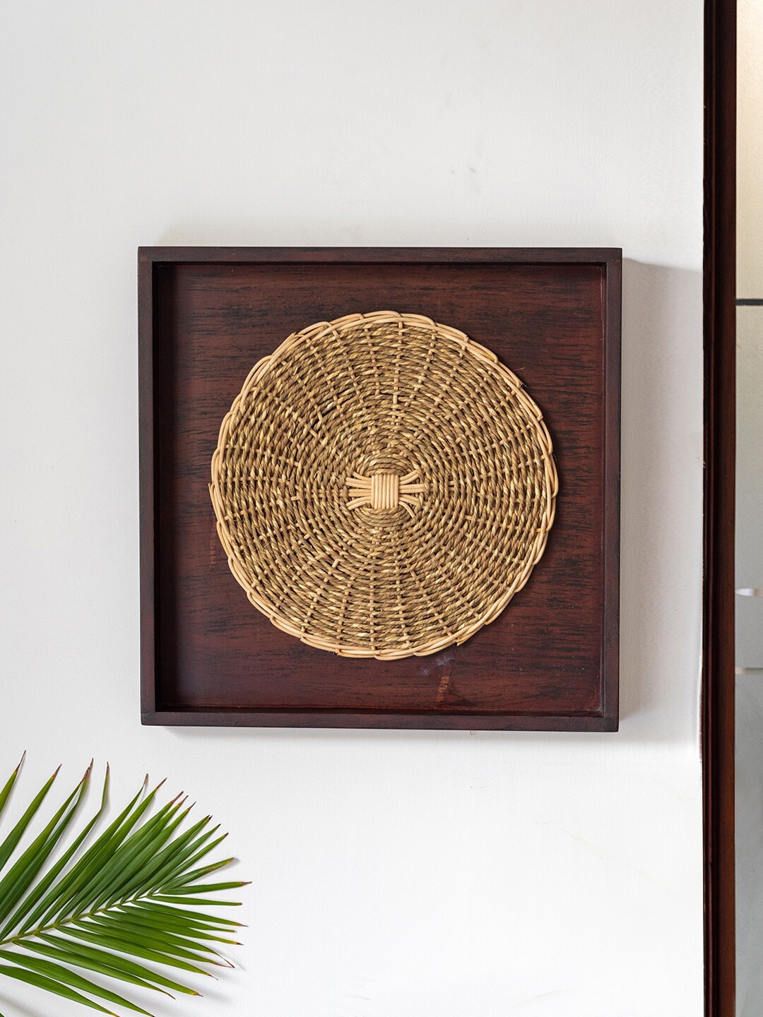 

ExclusiveLane Brown Cane Design Handcrafted Wooden Wall Decor Hanging