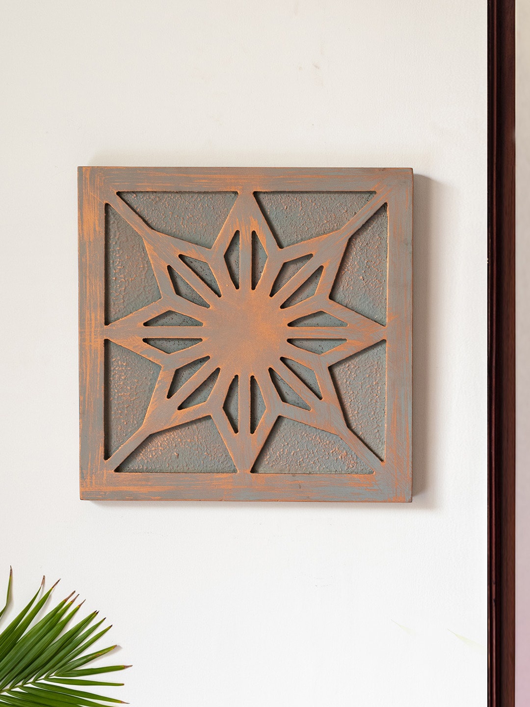 

ExclusiveLane Wooden Florals Wall Decor Hanging, Grey