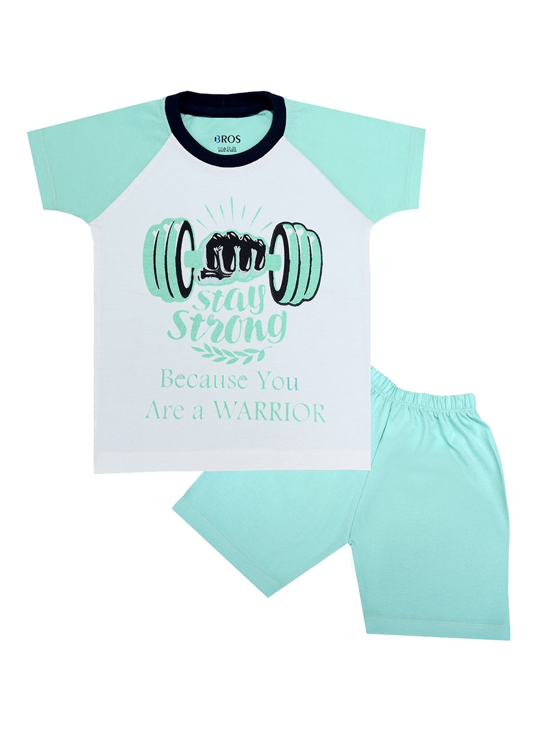 

3BROS Kids Blue & White Printed Clothing Set
