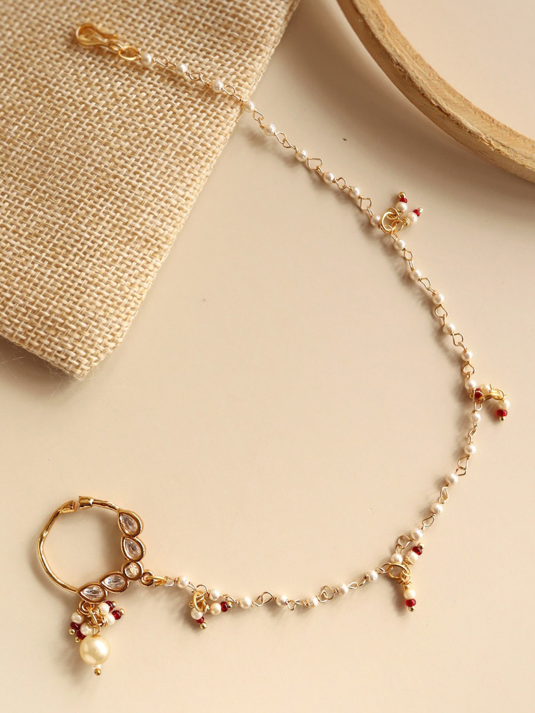 

Curio Cottage Gold-Plated White Stone-Studded Nosering