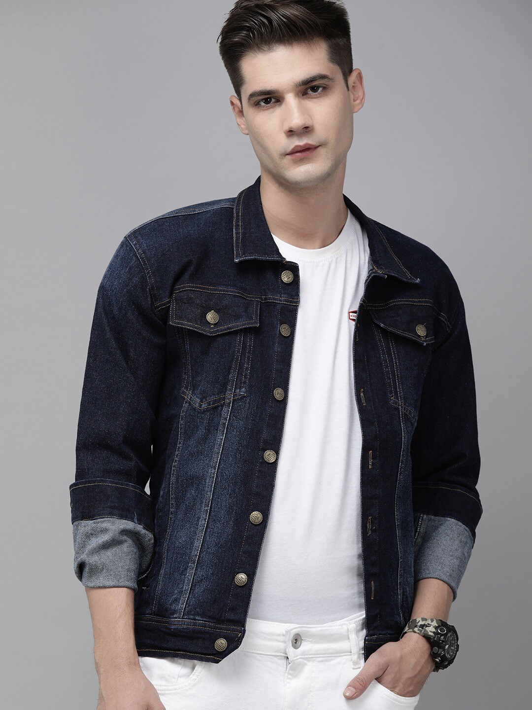 

VOXATI Men Blue Washed Denim Jacket