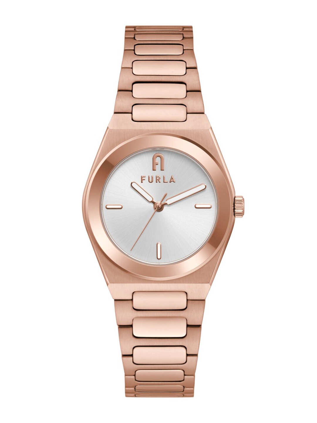 

Furla Women Silver-Toned Dial & Rose Gold Toned Stainless Steel Straps Digital Watch