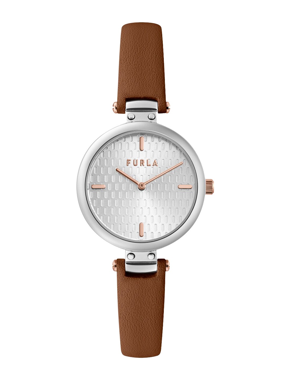 

Furla Women Silver-Toned Printed Dial & Brown Leather Wrap Around Straps Digital Watch