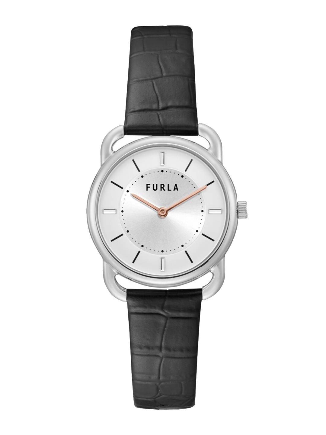 

Furla Women Silver-Toned Dial & Black Leather Straps Analogue Watch WW00021004L1