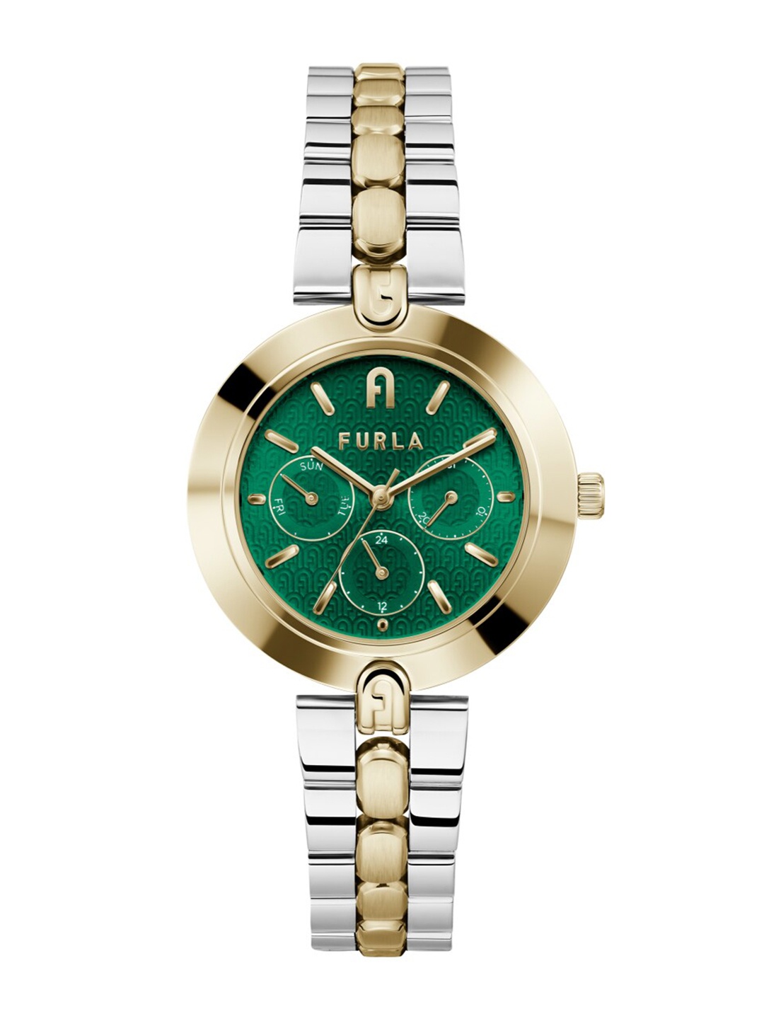 

Furla Women Green Dial & Multicoloured Stainless Steel Bracelet Style Straps Analogue Multi Function Watch