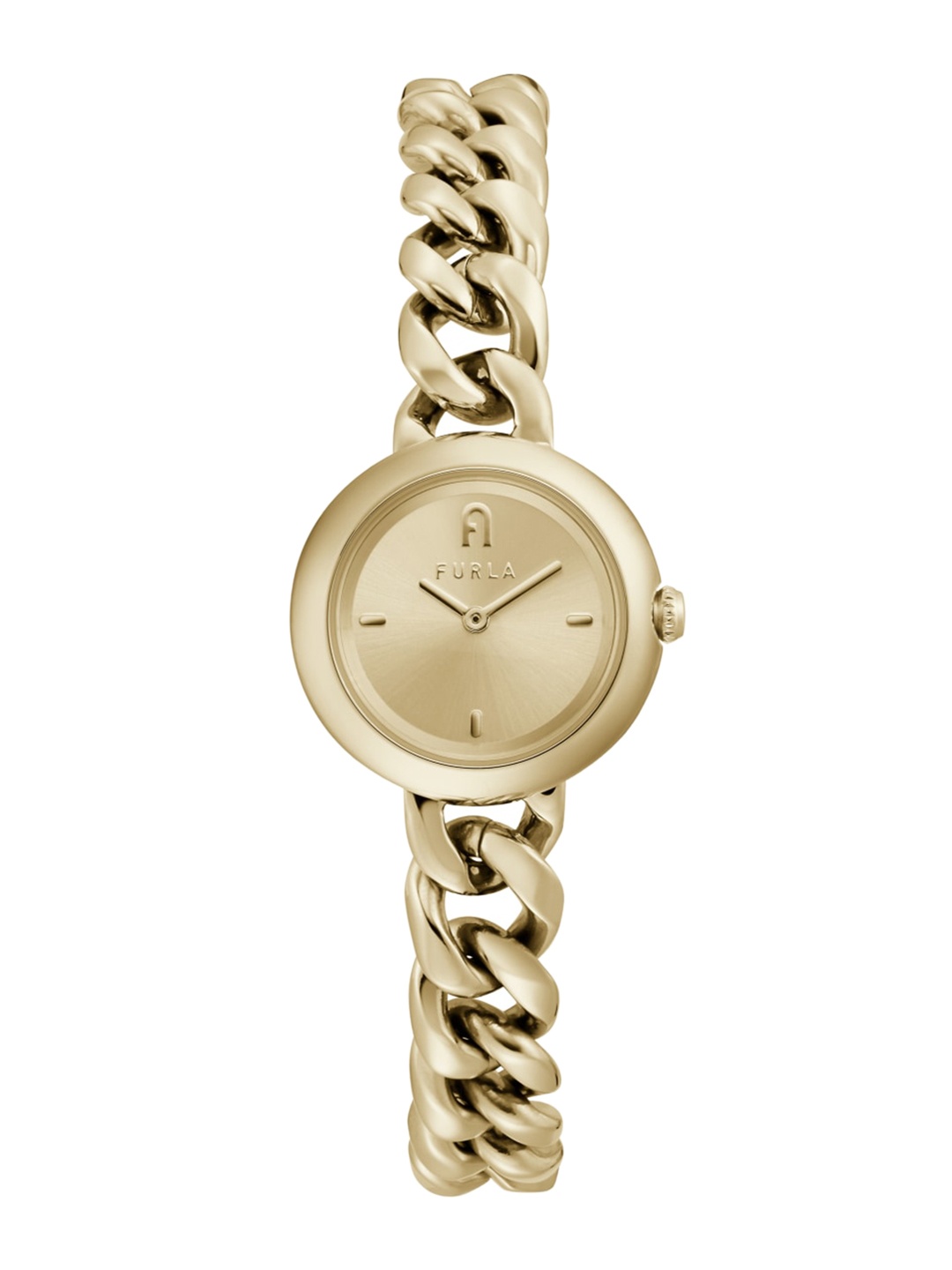

Furla Women Gold-Toned Embellished Dial & Gold Toned Stainless Steel Bracelet Style Straps Analogue Watch, Champagne