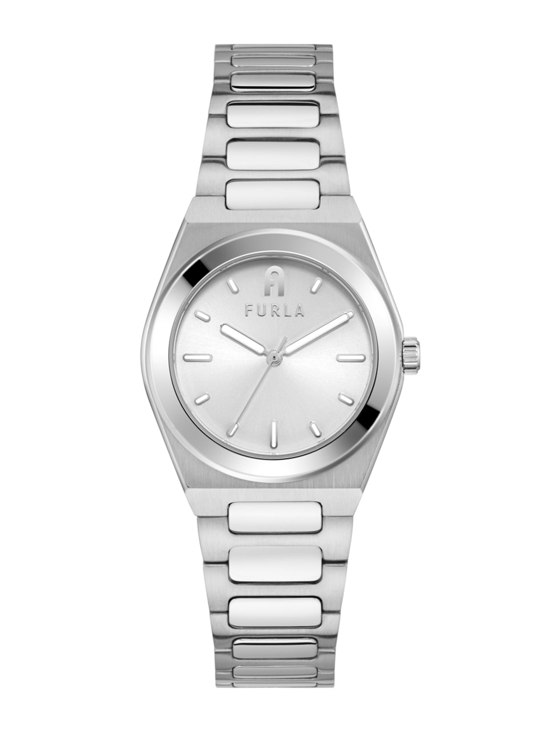 

Furla Women Silver-Toned Dial & Silver Toned Stainless Steel Bracelet Style Straps Analogue Watch