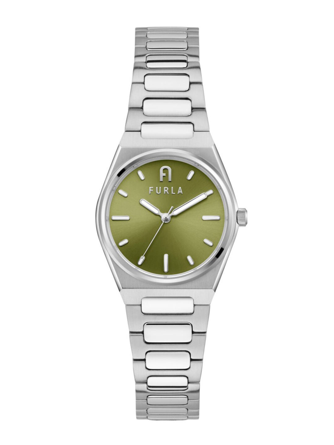 

Furla Women Green Mother of Pearl Dial & Silver Toned Stainless Steel Bracelet Style Straps Analogue Watch