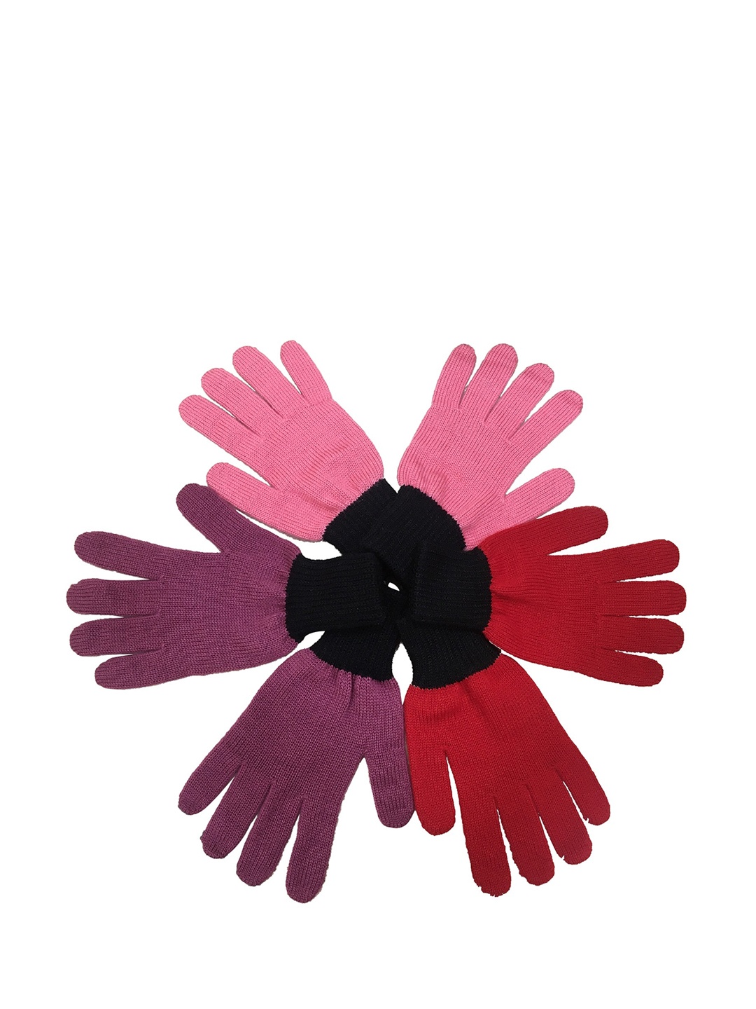 

Gajraj Women Pack of 3 Winter Woolen Gloves, Pink