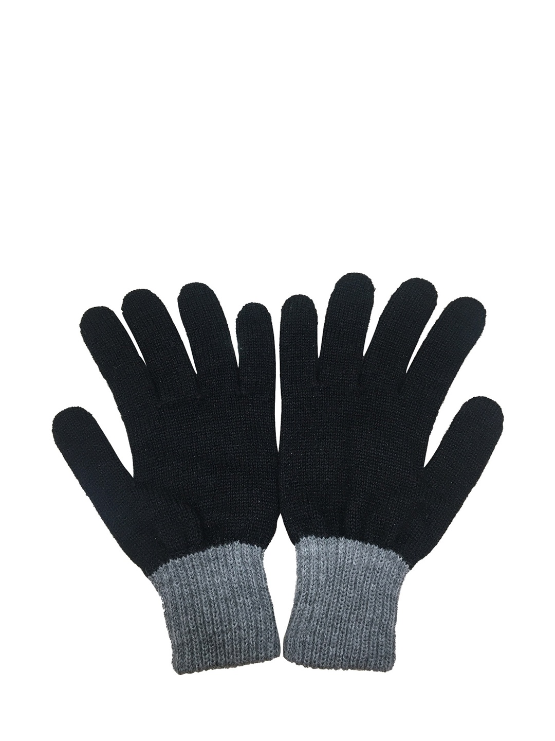 

Gajraj Men Black & Grey Winter Woolen Gloves