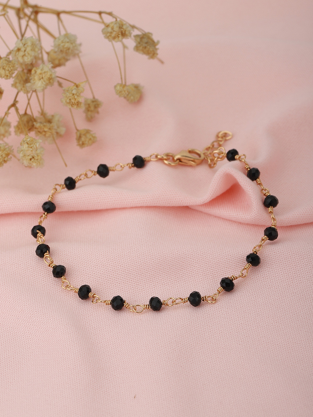 

Carlton London Women Rose Gold-Plated & Black Brass Charm Bracelet