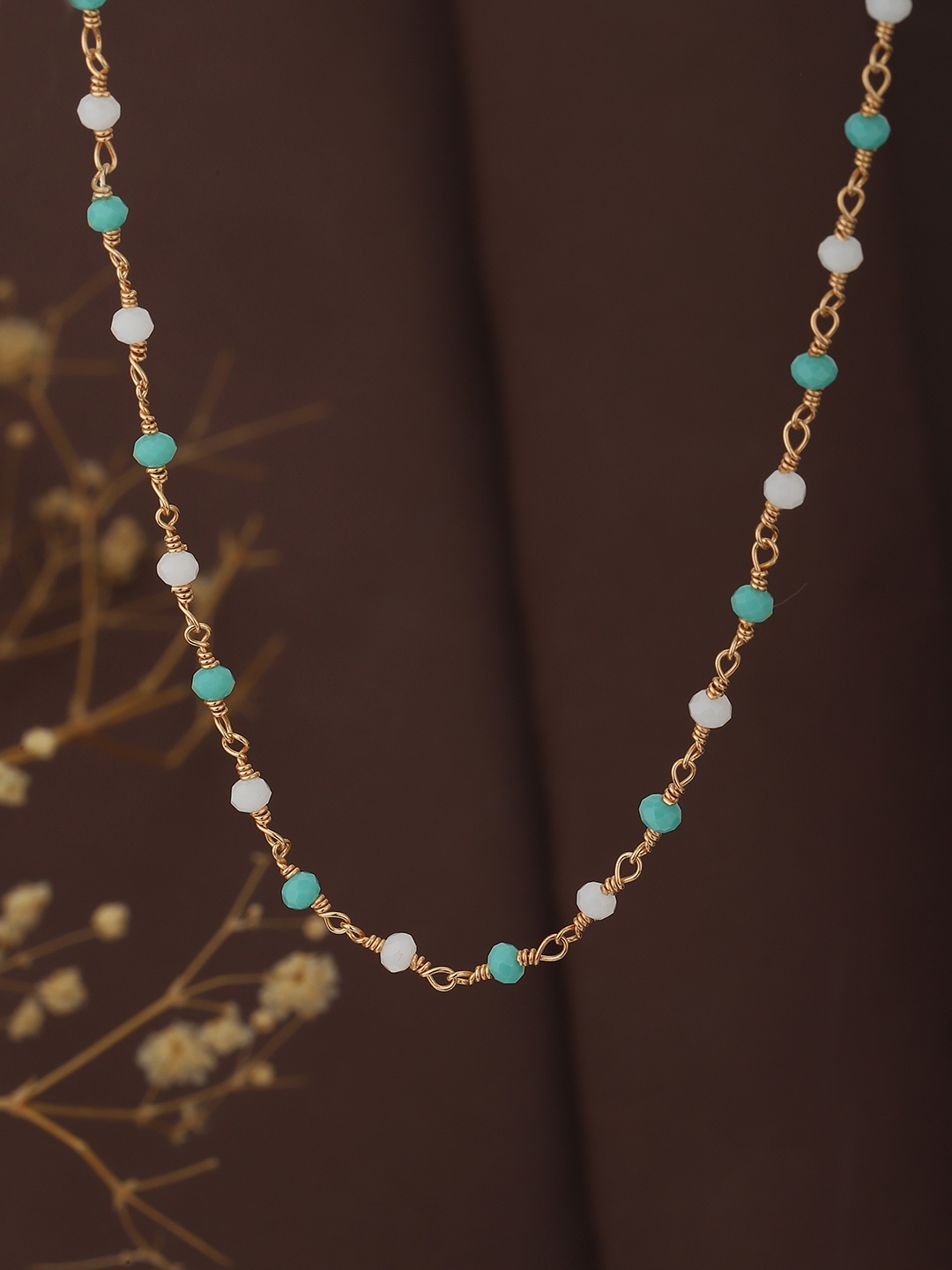 

Carlton London Rose Gold-Plated & Sea Green Brass Necklace