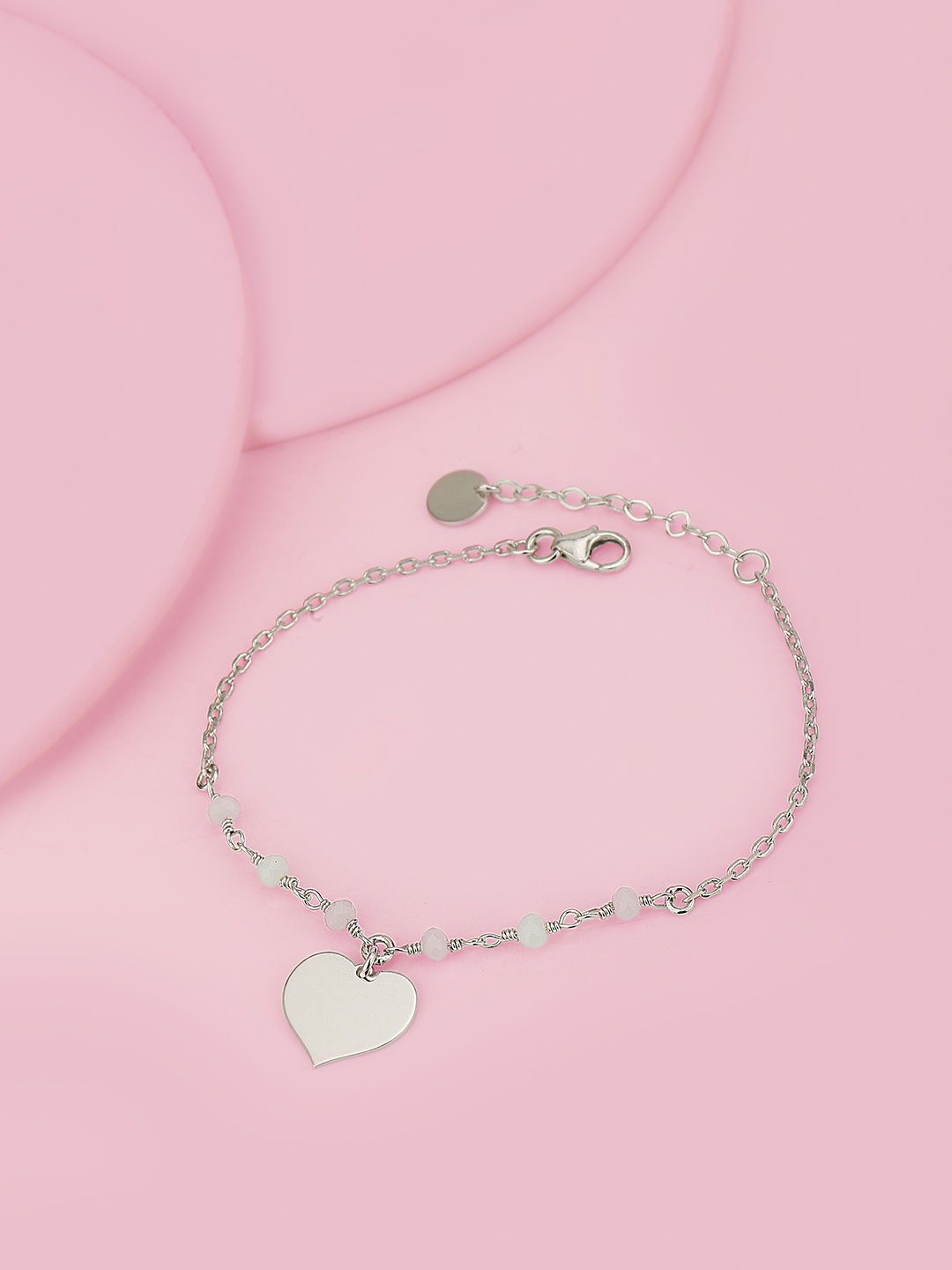 

Carlton London Women Silver-Toned & Pink Brass Rhodium-Plated Charm Bracelet