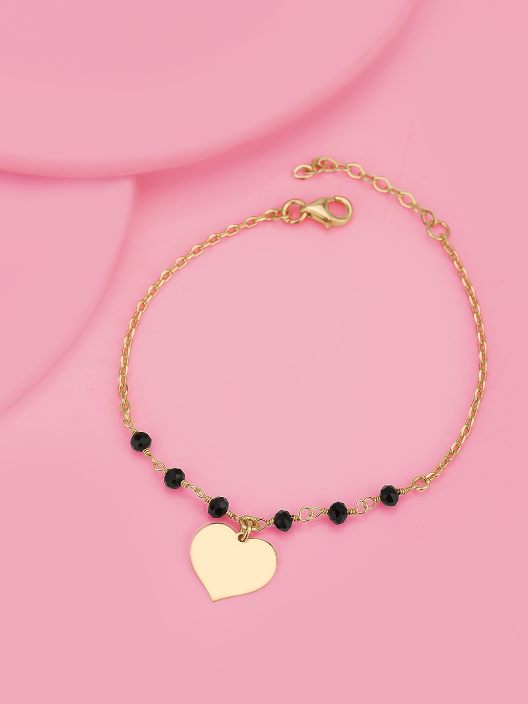 

Carlton London Women Rose Gold-Plated & Black Brass Charm Bracelet