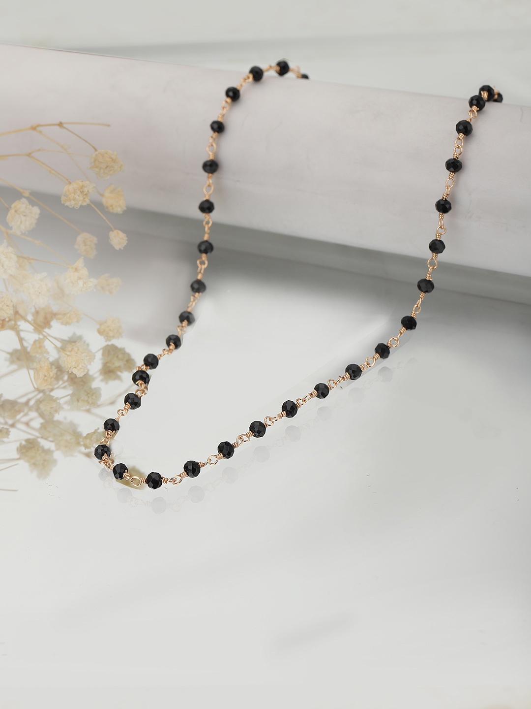 

Carlton London Rose Gold-Plated & Black Brass Mangalsutra Necklace