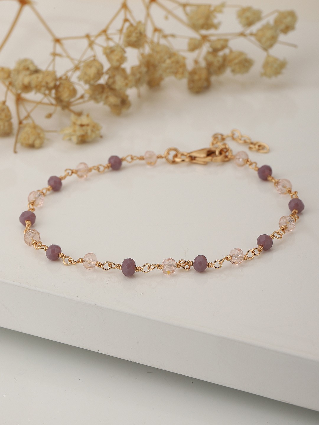 

Carlton London Women Rose Gold-Plated & Purple Brass Charm Bracelet