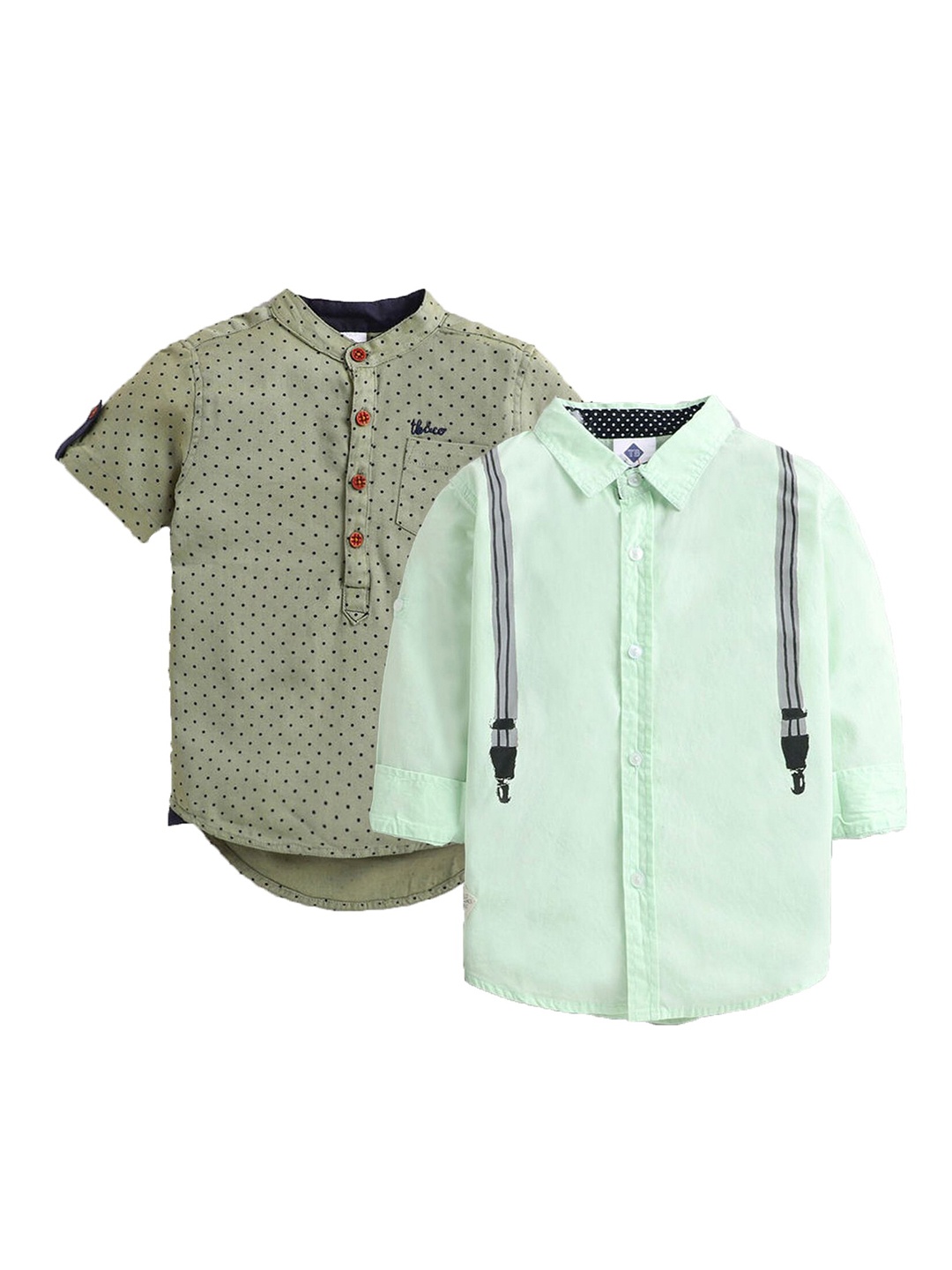 

TONYBOY Boys Olive Green Premium Printed Casual Shirt