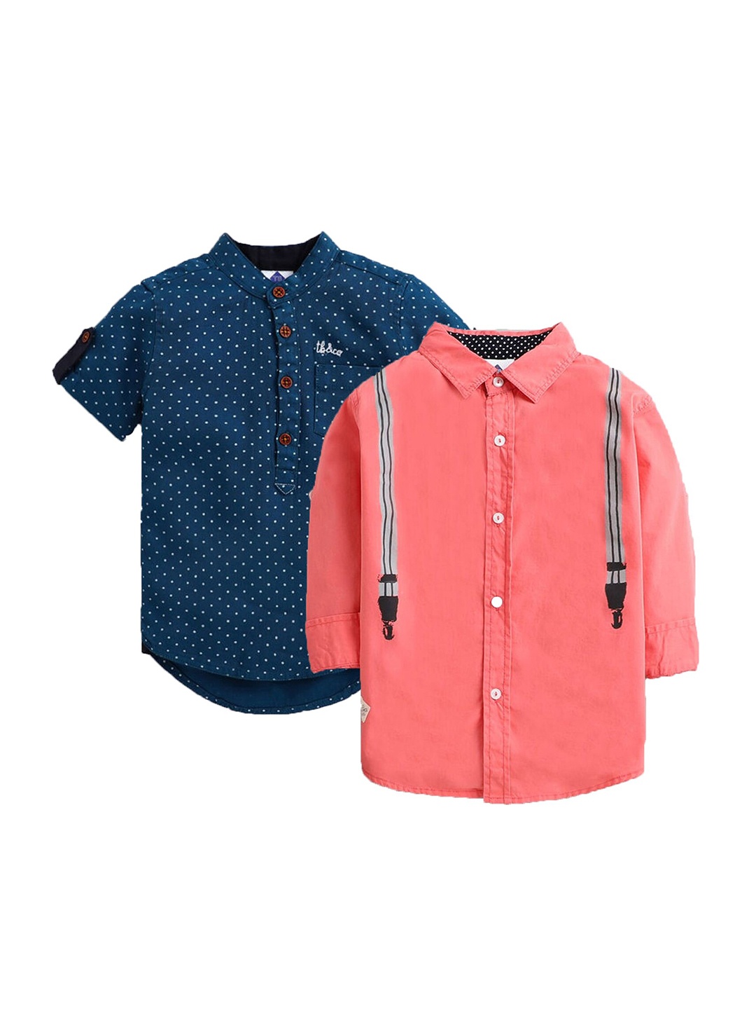 

TONYBOY Boys Pack of 2 Teal, Peach Premium Printed Casual Shirt, Multi