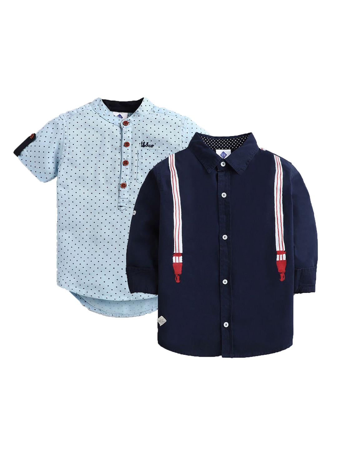 

TONYBOY Boys Navy Blue & Blue Premium Printed Casual Shirt