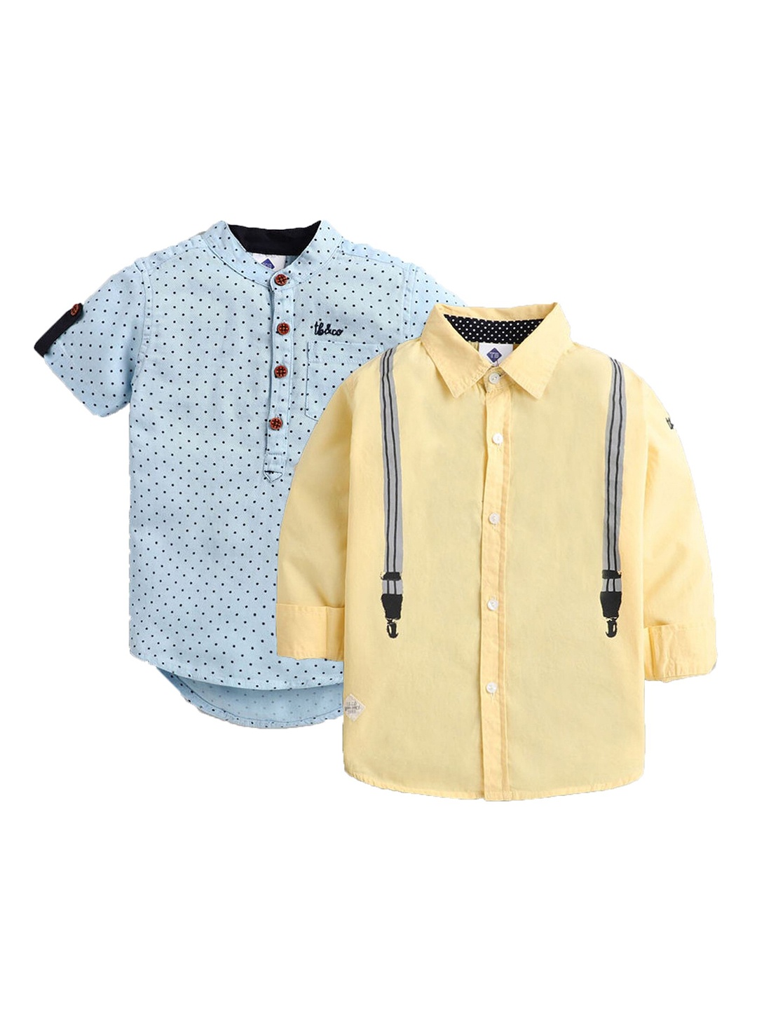 

TONYBOY Boys Set of 2 Premium Printed Cotton Casual Shirts, Blue