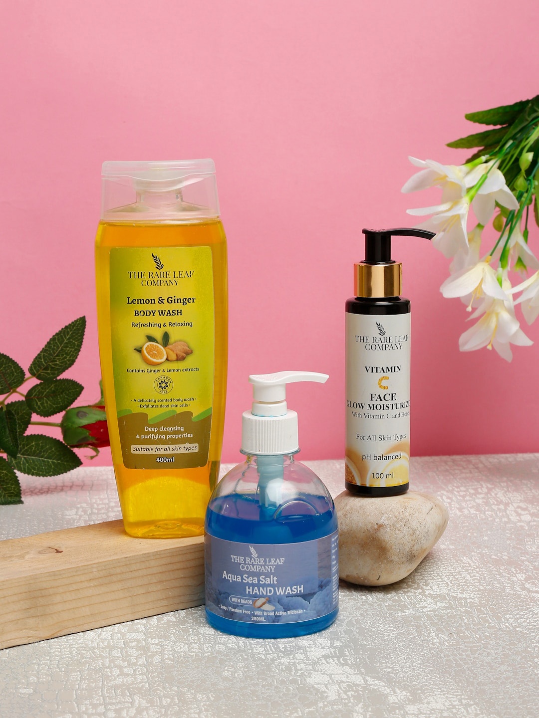 

THE RARE LEAF COMPANY Set of 3 Face Body & Hand Skincare Pack, Multi
