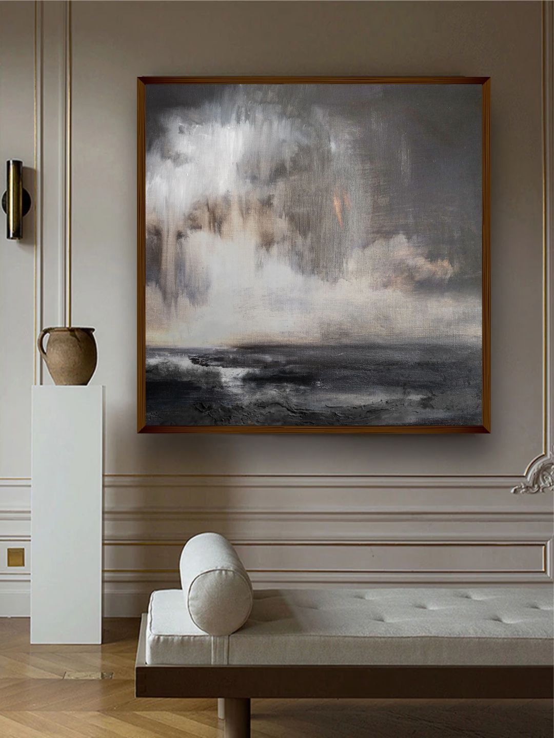 

The Art House Grey & White Abstract Painting Wall Art