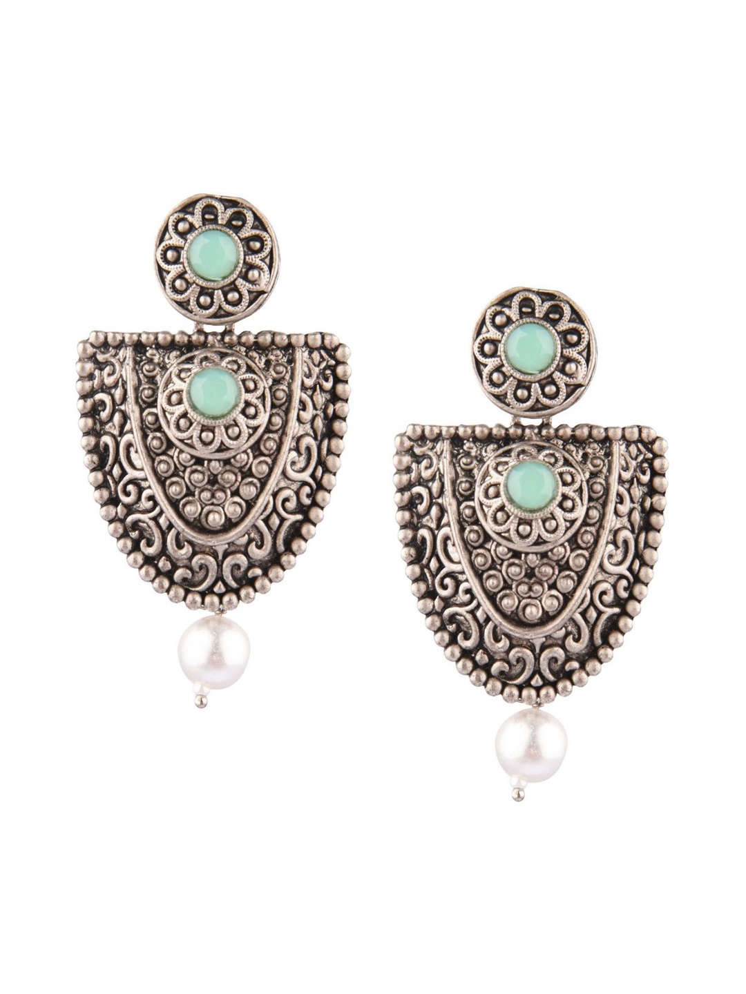 

Efulgenz Blue Classic Rhodium Plated Drop Earrings