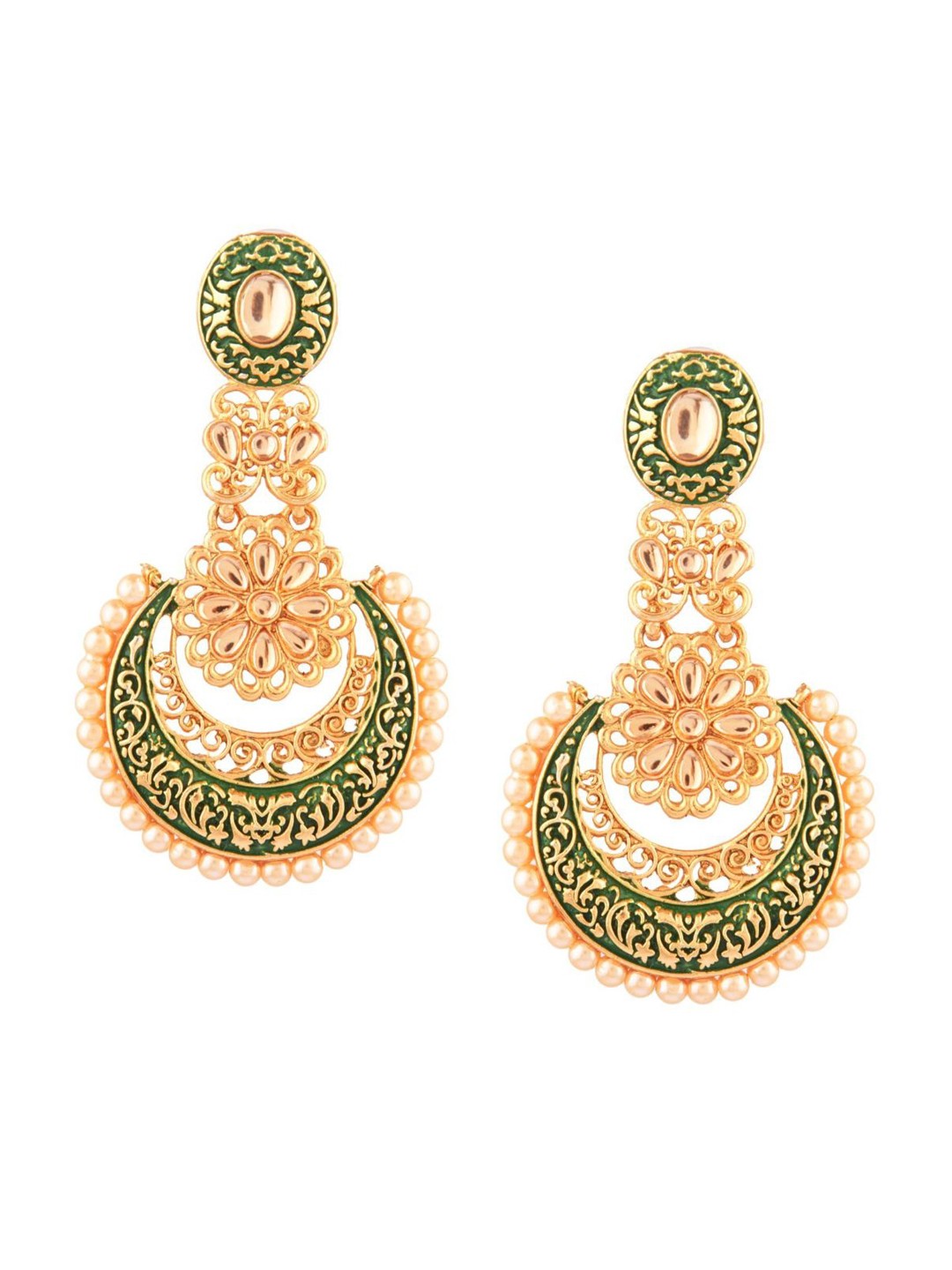 

Efulgenz Green Floral Chandbalis Earrings