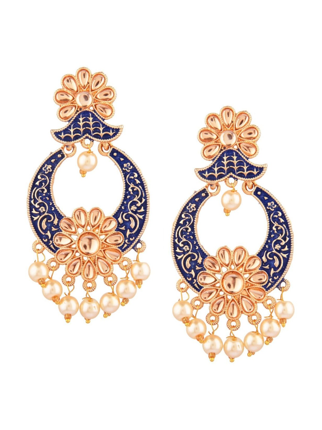 

Efulgenz Women Blue Floral Drop Earrings