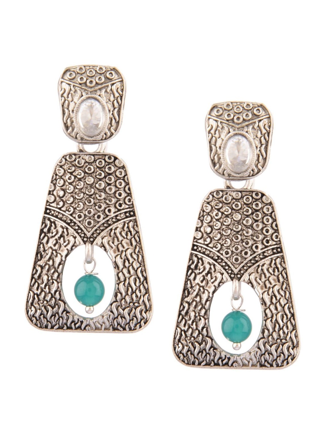 

Efulgenz Green Oxidized Silver Tone Dangle Earrings Set of 2 Women Girls Drop Earrings