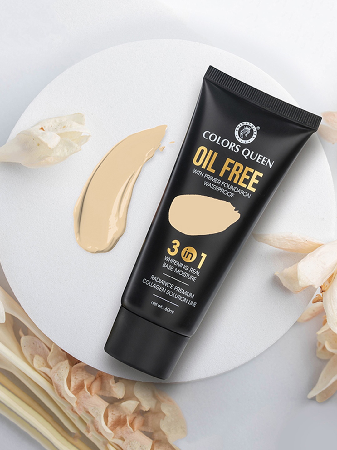 

Colors Queen 3 In 1 Real Base Oil Free Water Proof Foundation with Primer 60ml- Natural 02, Nude