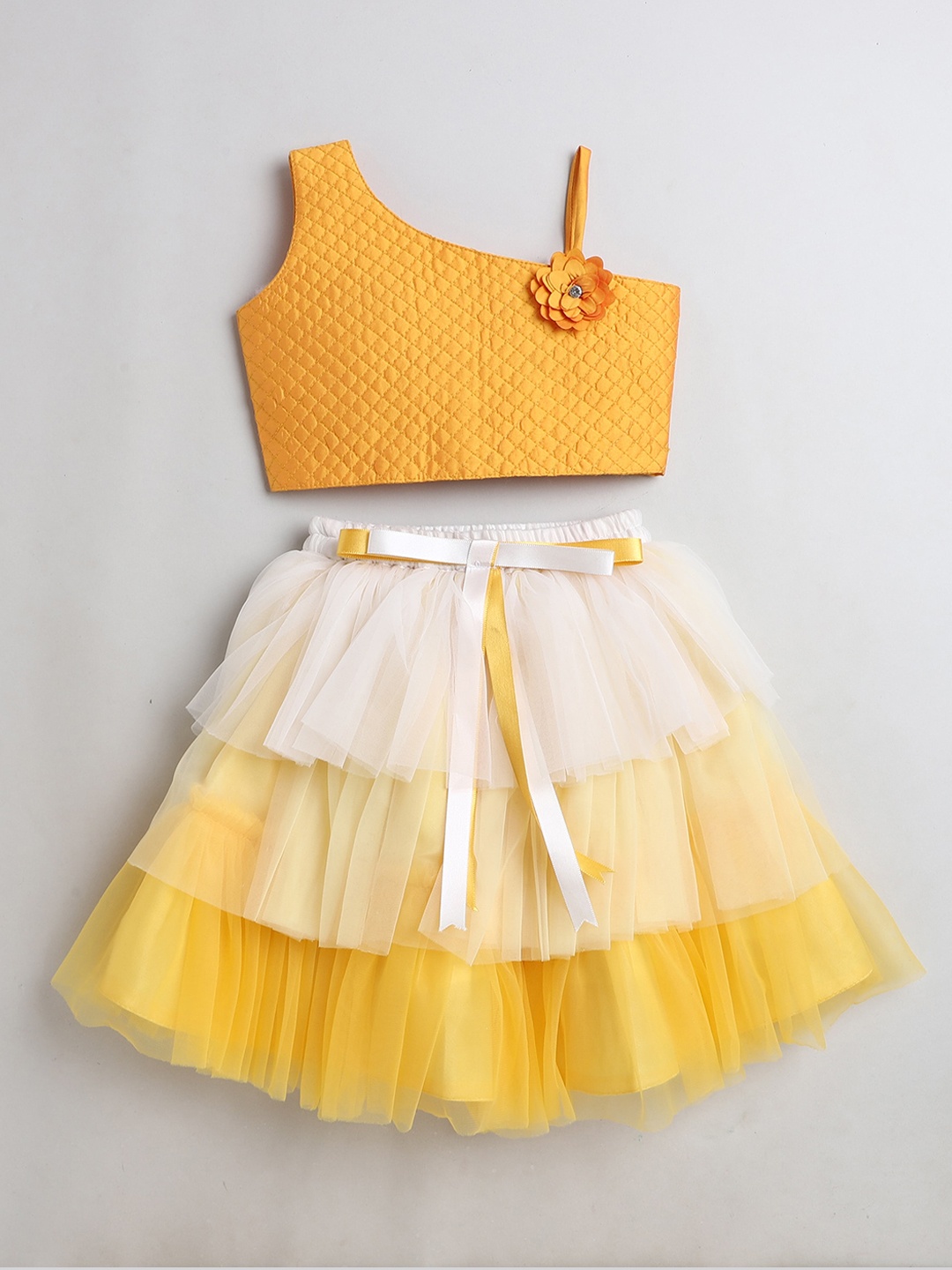 

The Magic Wand Girls Yellow & Cream-Coloured Top with Skirt