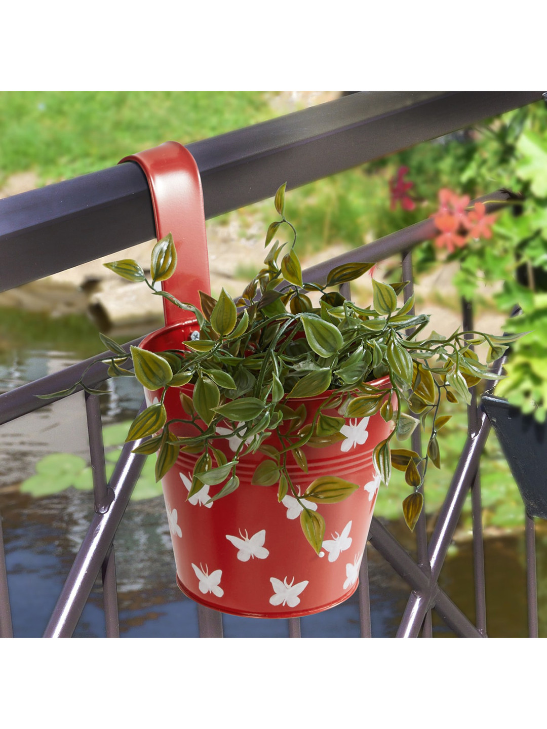 

Home Centre Red Round Iron Planter