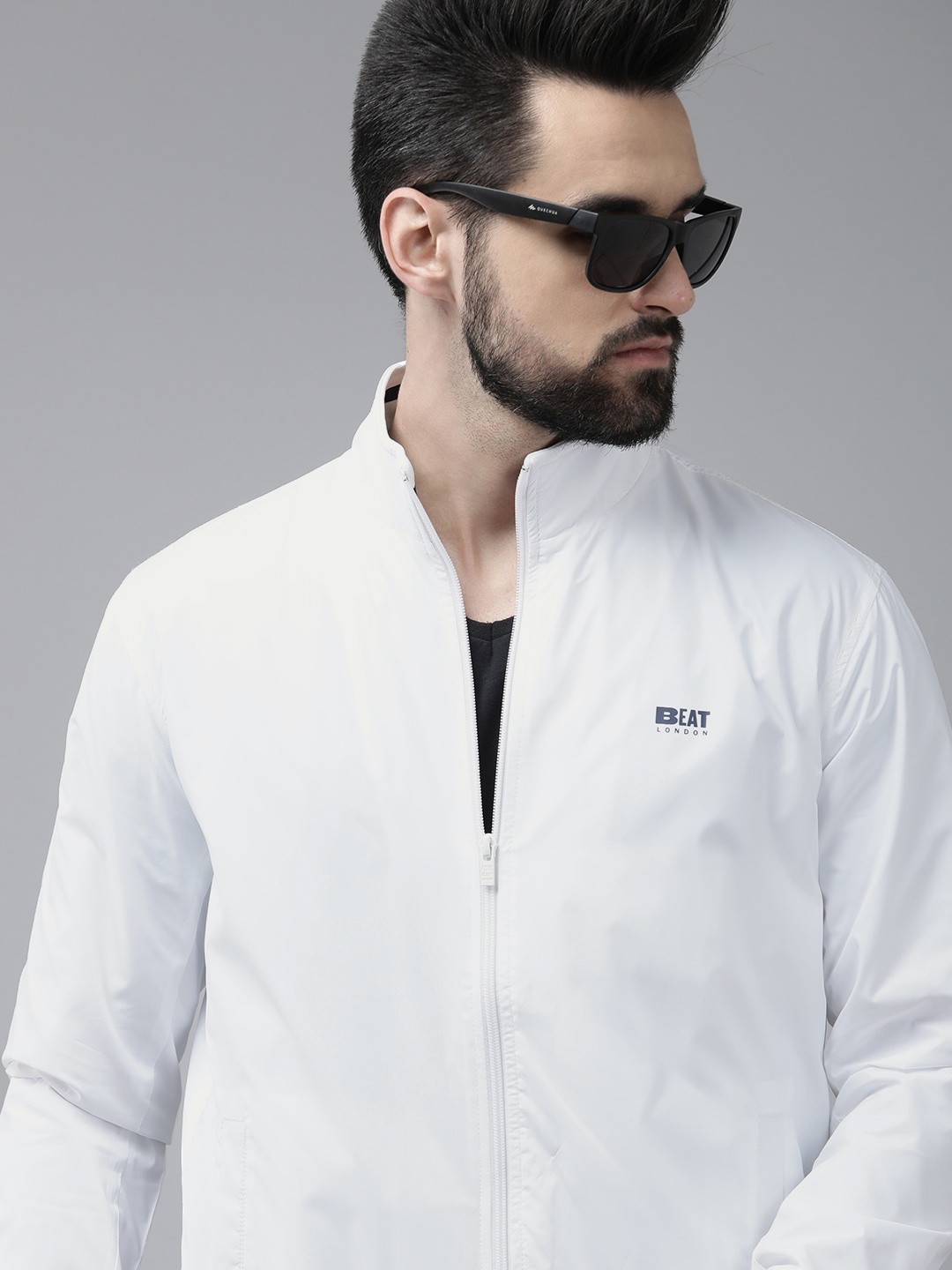 

BEAT LONDON by PEPE JEANS Men White Solid Bomber Jacket