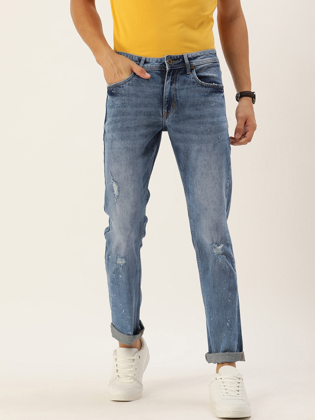 

Bene Kleed Men Blue Slim Fit Mildly Distressed Light Fade Stretchable Jeans