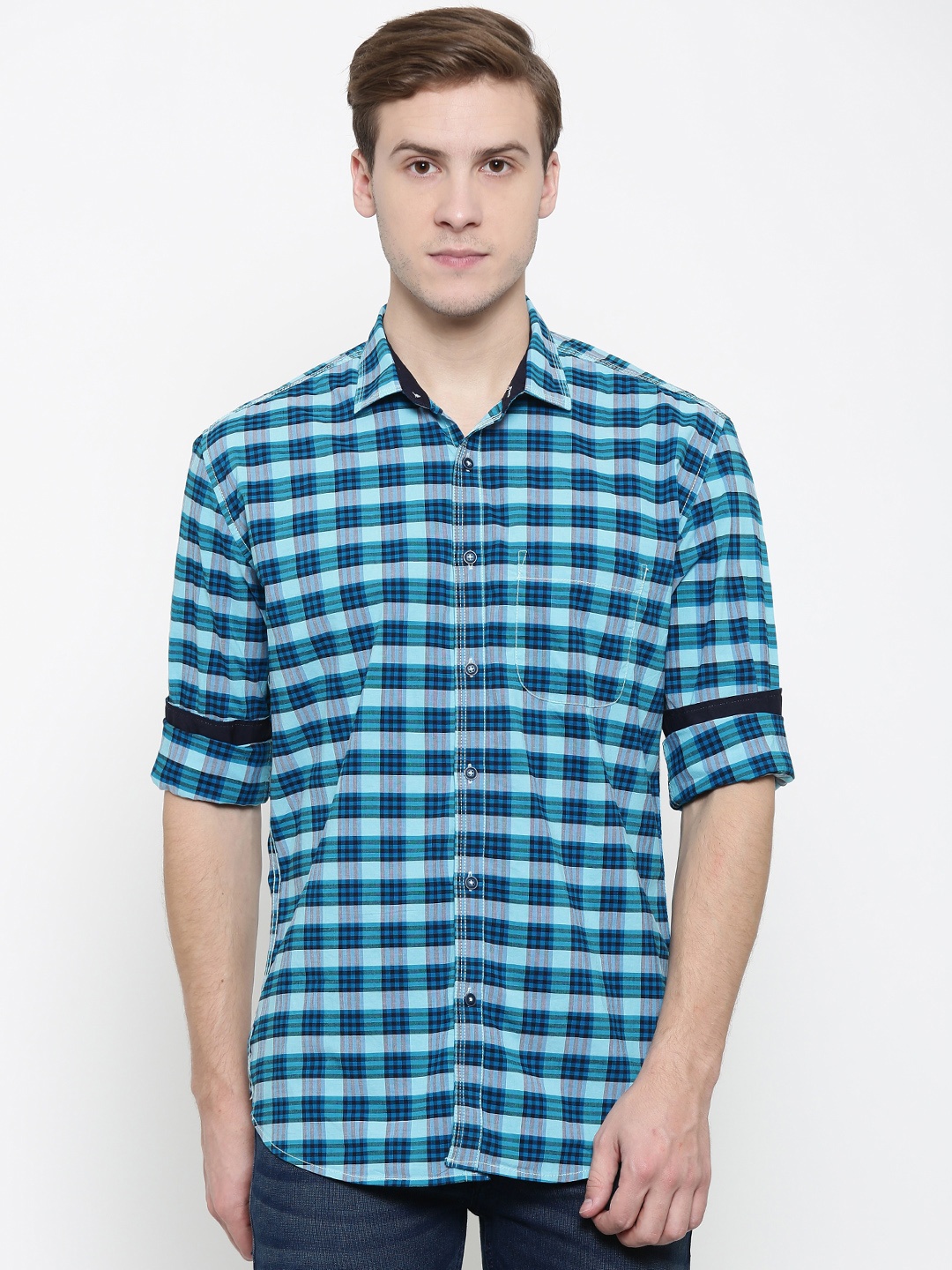 

Nature Casuals Men Blue Slim Fit Checked Casual Shirt