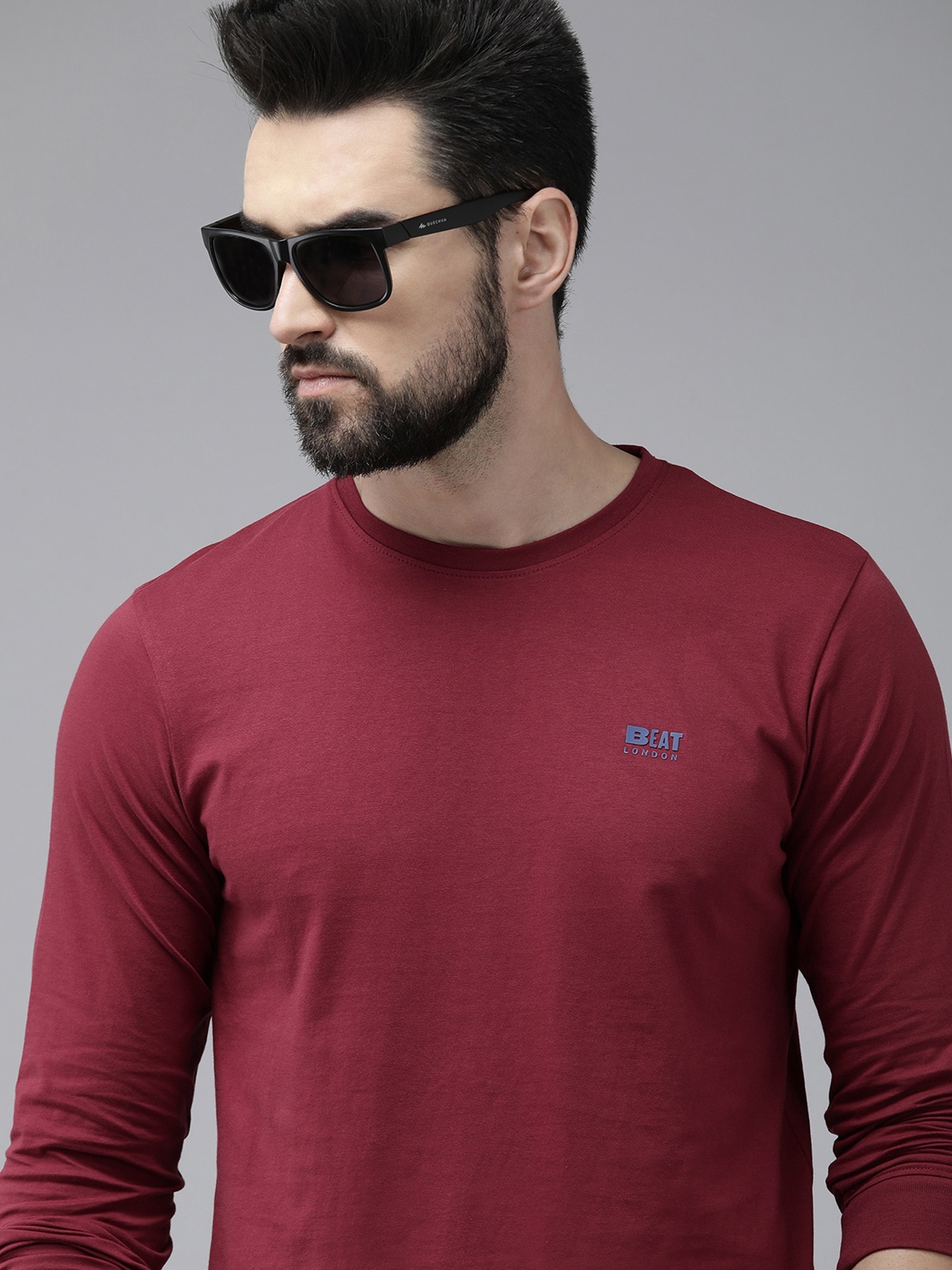 

BEAT LONDON by PEPE JEANS Men Red Pure Cotton Slim Fit T-shirt