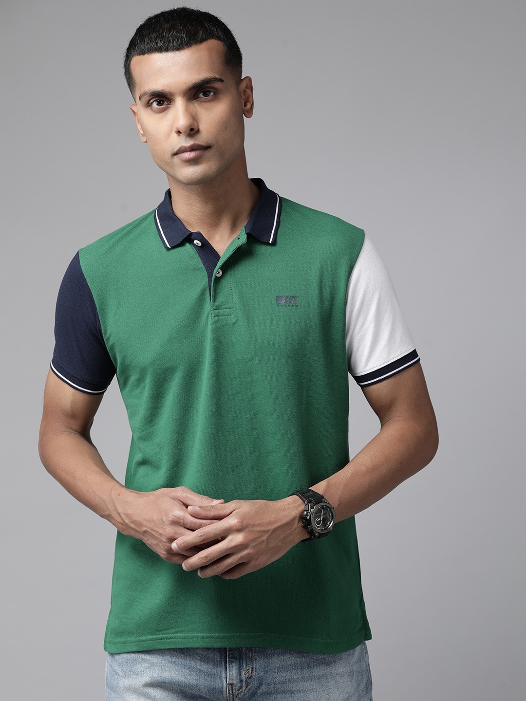 

BEAT LONDON by PEPE JEANS Men Polo Collar T-shirt, Green