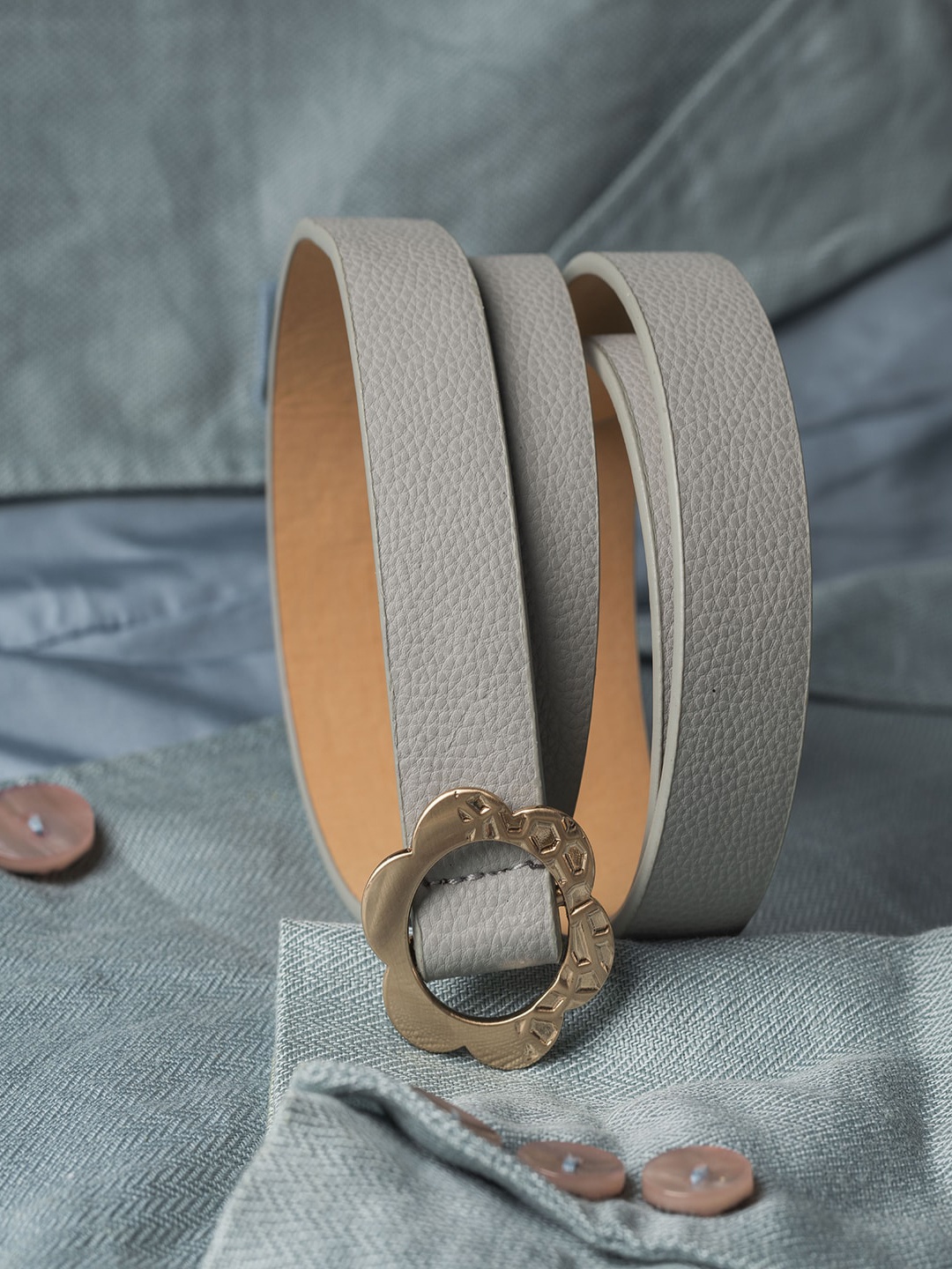 

Jewelz Women Grey Belt with Golden Buckle