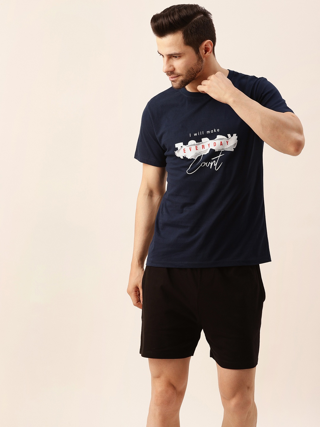 

Fluffalump Men Navy Blue & White Pure Cotton Printed Night suit