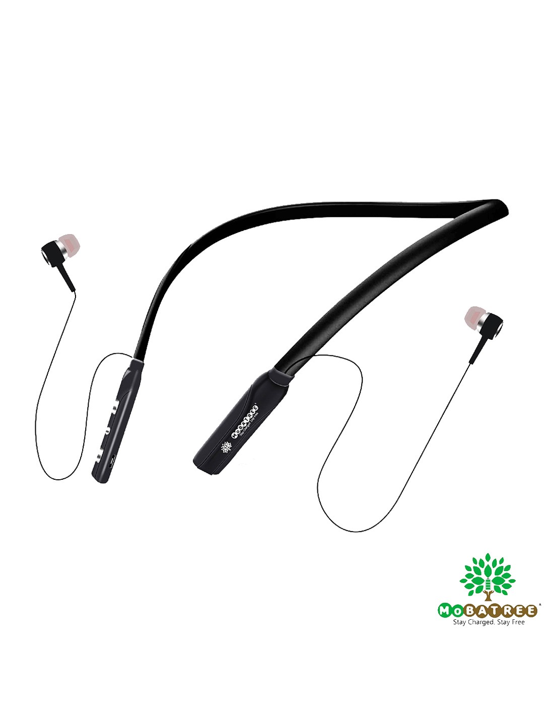 

MOBATREE Black Solid Wireless Neckband Headphones