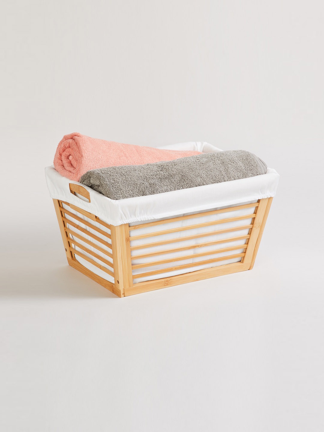 

Home Centre Beige Omnia Brookline Bamboo Laundry Basket with Laundry Bag