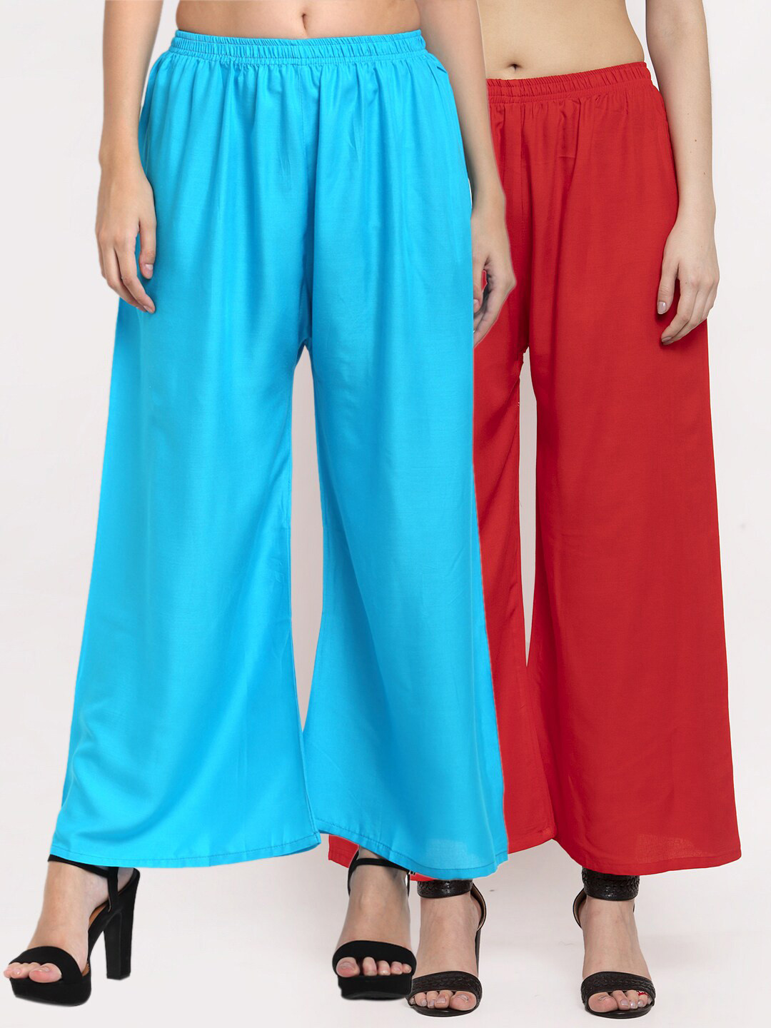 

Miaz Lifestyle Women Blue & Red 2 Flared Palazzos