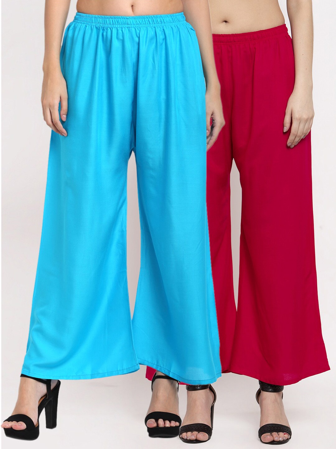 

Miaz Lifestyle Women Blue & Red 2 Flared Palazzos