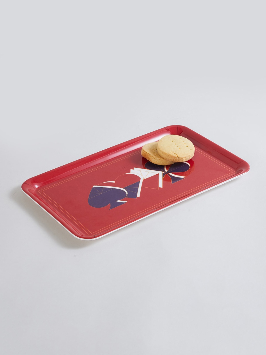 

Home Centre Red Printed Rectangular Melamine Serving Tray