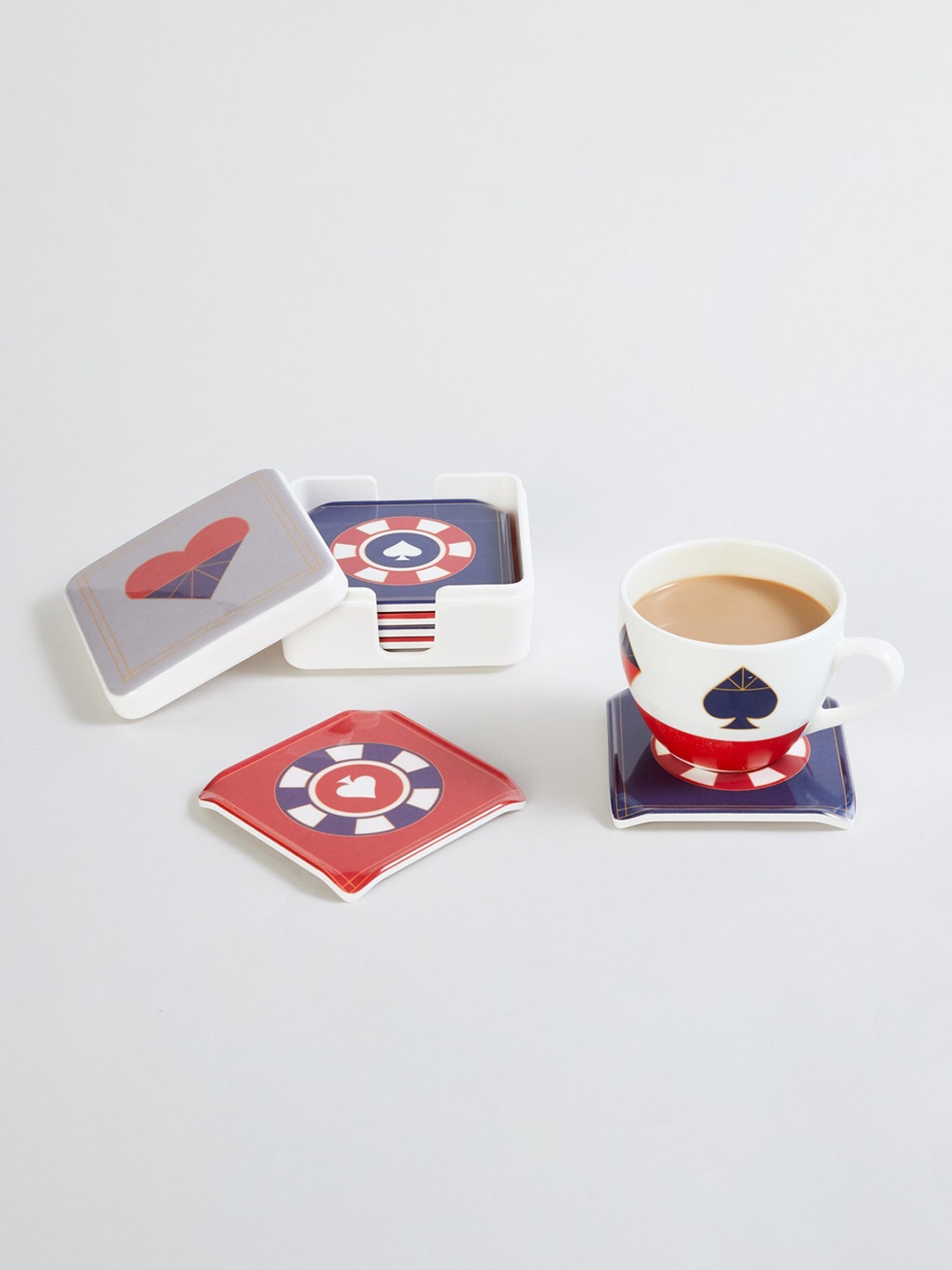 

Home Centre Set of 6 Raisa Comic Printed Melamine Coasters with Box, Multi