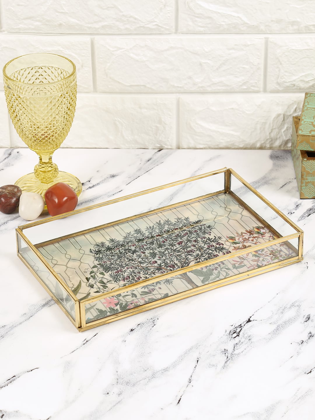 

India Circus by Krsnaa Mehta Grey Greenwood Small Rectangle Tray