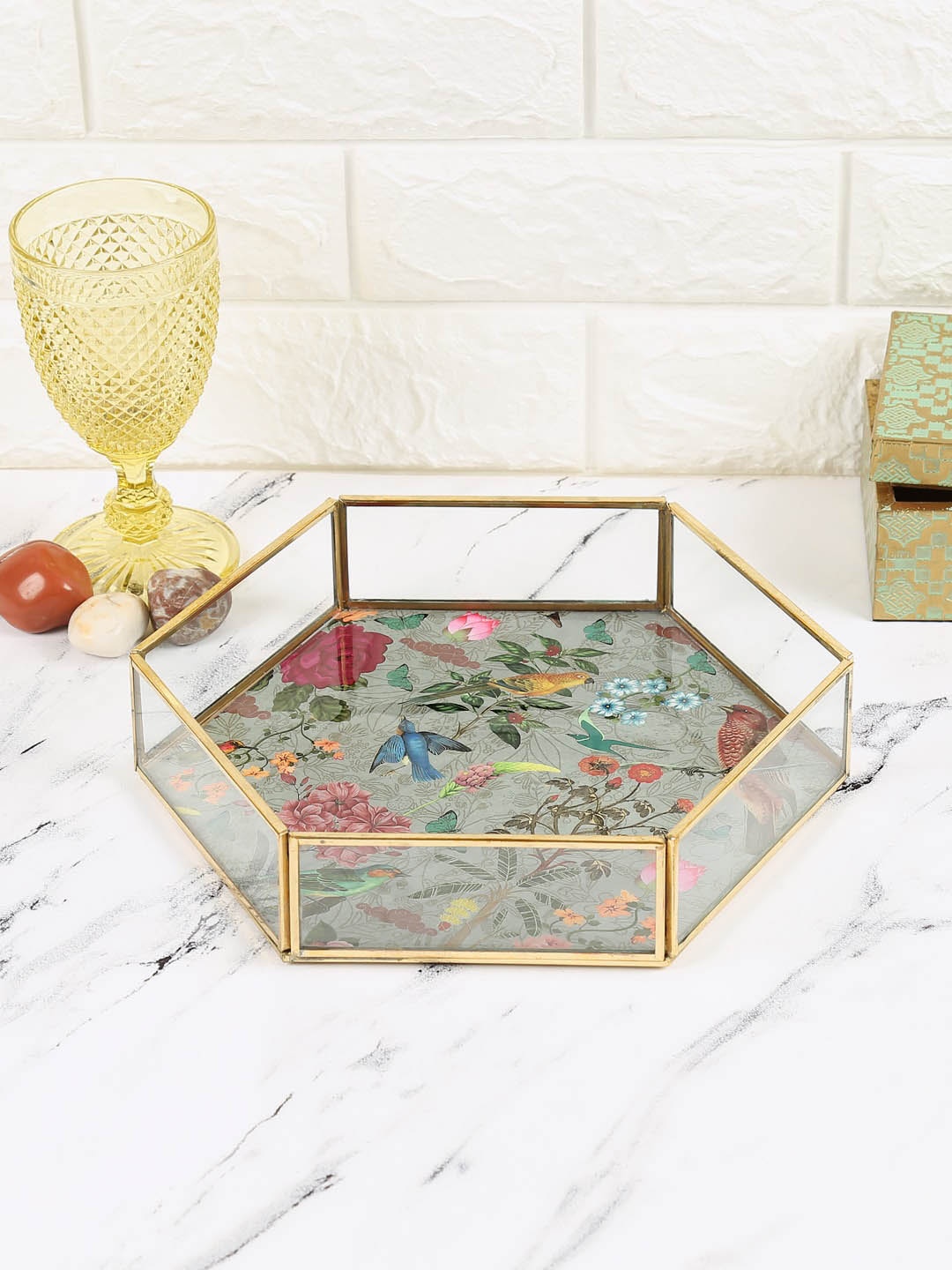 

India Circus by Krsnaa Mehta Grey Hexagon Tray
